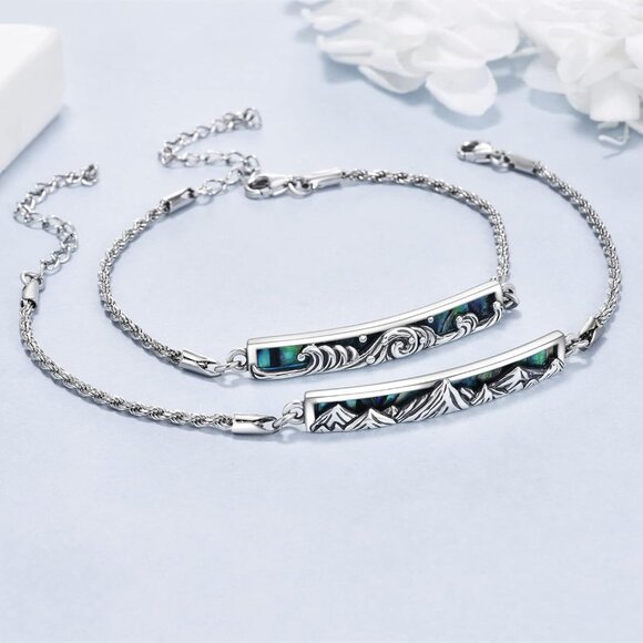 Sterling Silver Engraved Inspirational Adjustable Couple Bracelets for Her, Wome - Picture 2 of 7